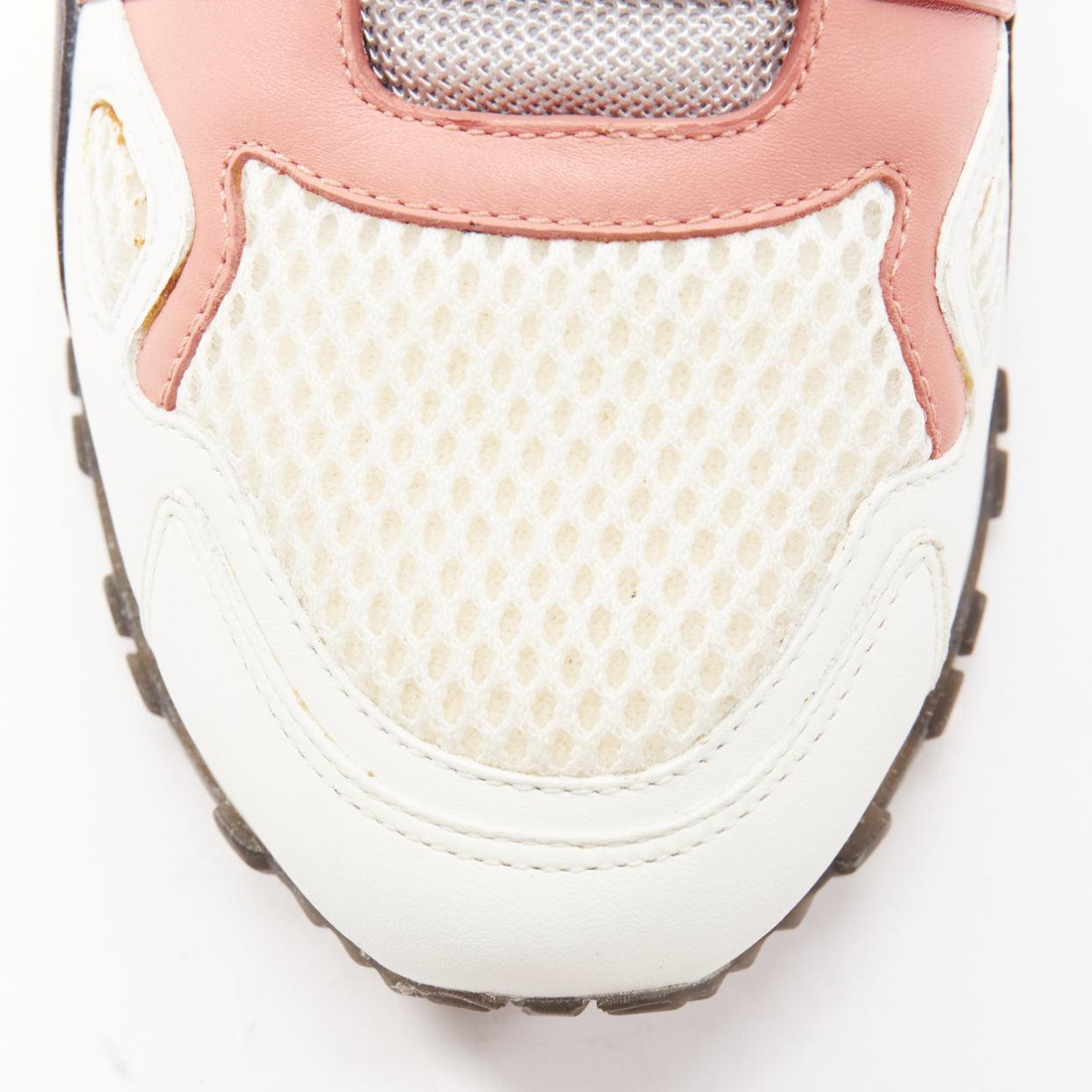 LOUIS VUITTON Run Away off white pink LV logo mesh leather sneakers EU38 1
