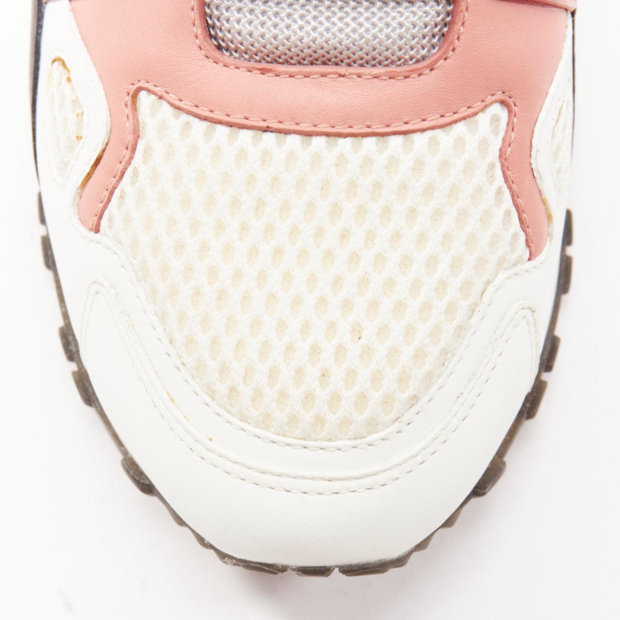 LOUIS VUITTON Run Away off white pink LV logo mesh leather sneakers EU38 en vente 2