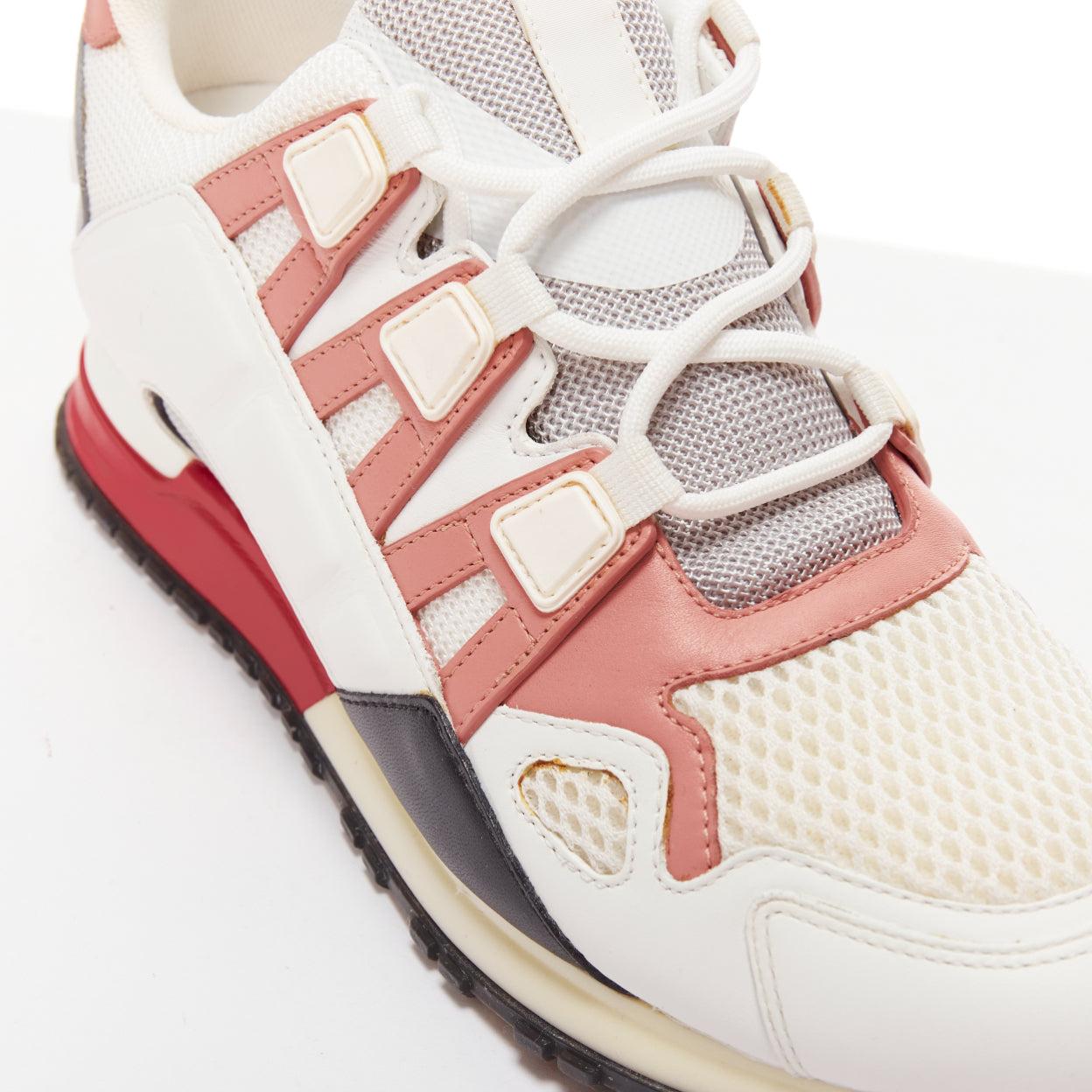 LOUIS VUITTON Run Away off white pink LV logo mesh leather sneakers EU38 en vente 3