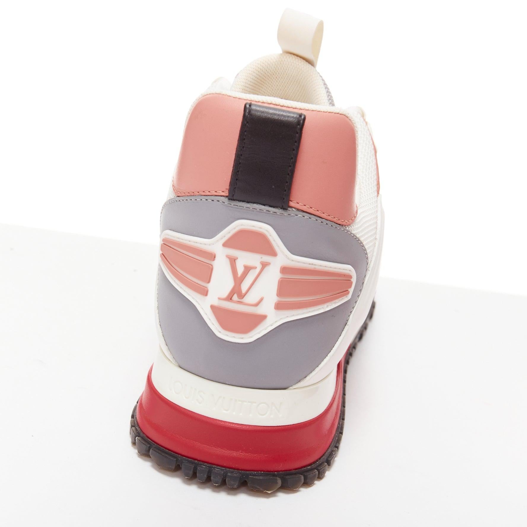 LOUIS VUITTON Run Away off white pink LV logo mesh leather sneakers EU38 3