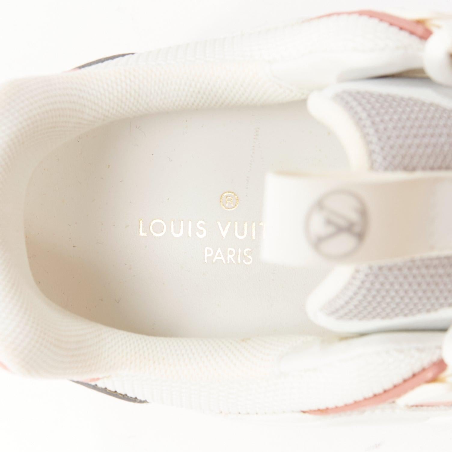 LOUIS VUITTON Run Away off white pink LV logo mesh leather sneakers EU38 4
