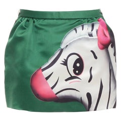 LOUIS VUITTON Runway 1AFUS3 vert Zebra Balloon print mini jupe FR32 XXS