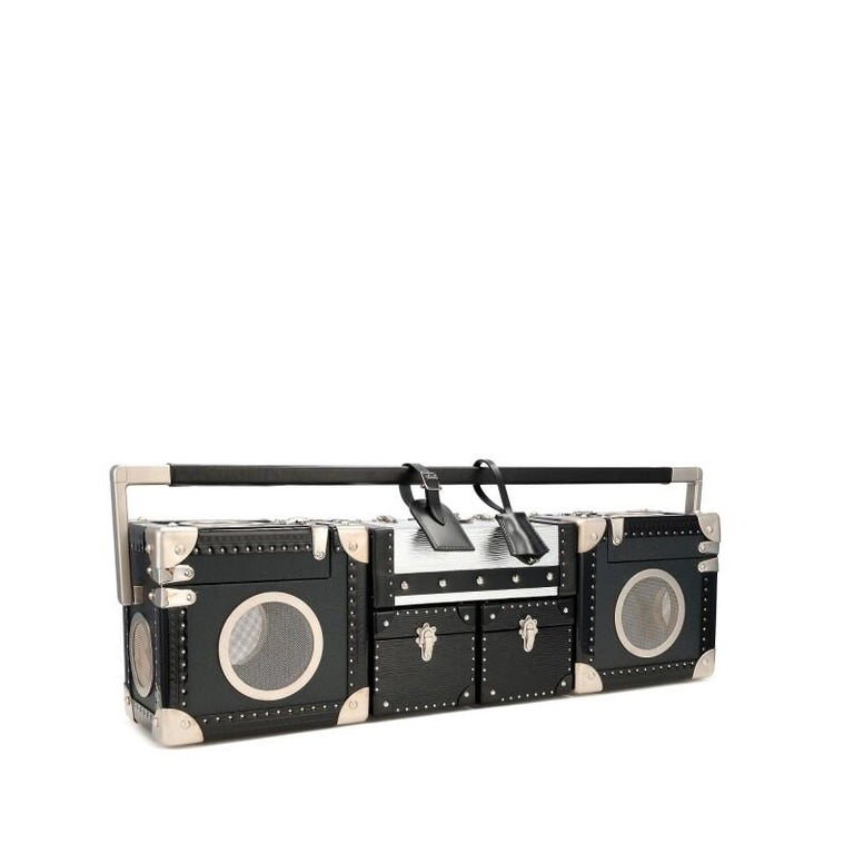 Louis Vuitton Runway Black and Silver Leather Boombox Stereo Bag For