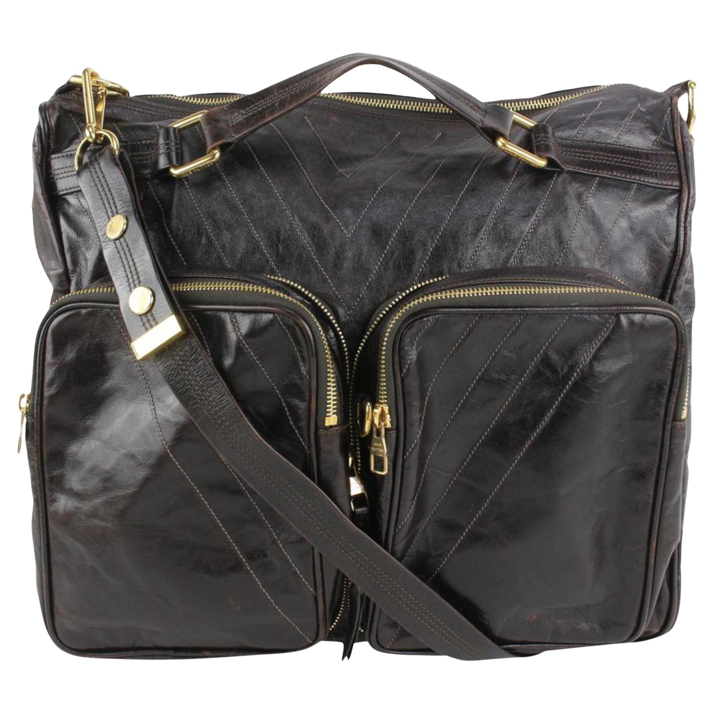 Louis Vuitton Runway Dark Brown Cuir Soana Leather Sac Wash 1LV418a For Sale