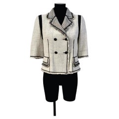 Louis Vuitton Runway Prince of Wales Tweed Jacket with Fringe Trim