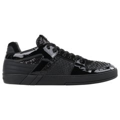 Louis Vuitton Black Croc Embossed Leather Front Row Low Top Sneakers Size  44 at 1stDibs