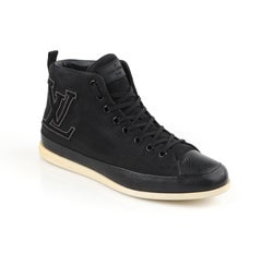 LOUIS VUITTON S/S 2012 "Surfside" Black Nubuck Leather High Top Sneaker Boots
