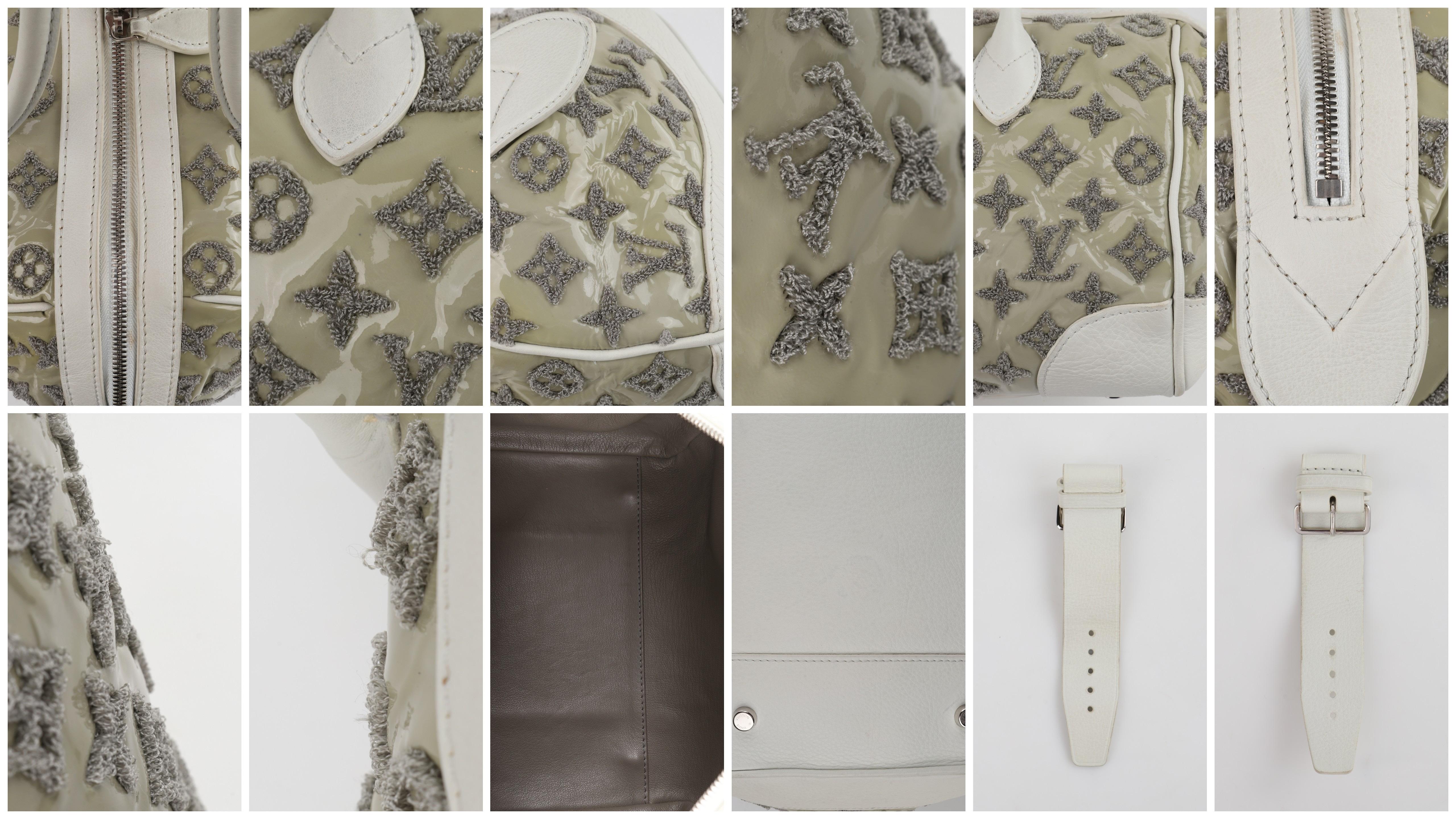 LOUIS VUITTON S/S 2012 Taupe White Boucle Knit Monogram “Speedy Round” Handbag 5