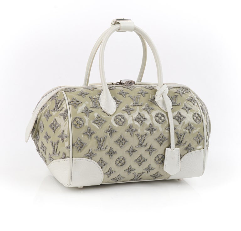 LOUIS VUITTON S/S 2012 Taupe White Boucle Knit Monogram “Speedy Round”  Handbag For Sale at 1stDibs