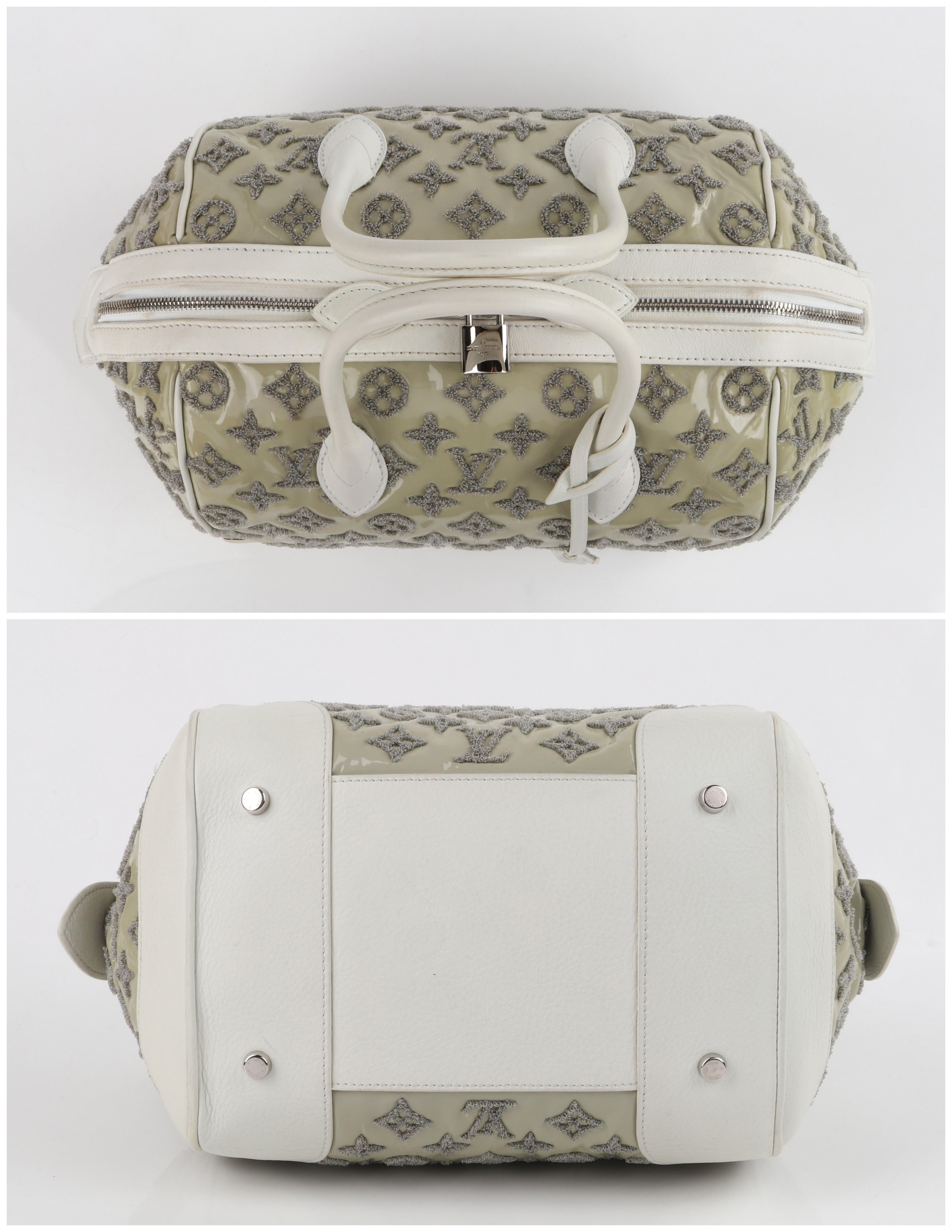 Women's LOUIS VUITTON S/S 2012 Taupe White Boucle Knit Monogram “Speedy Round” Handbag