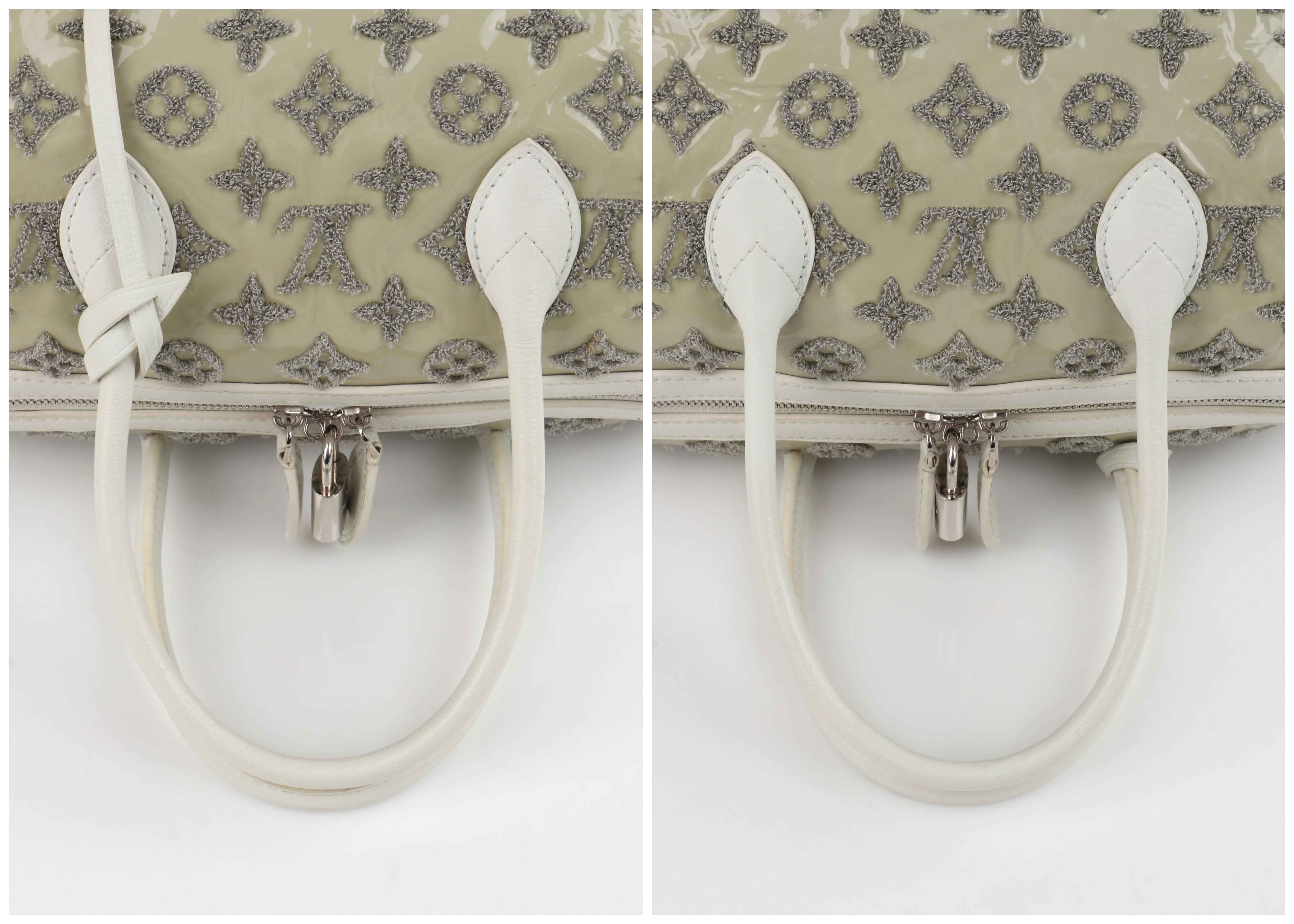 LOUIS VUITTON S/S 2012 Taupe White Boucle Knit Monogram “Speedy Round” Handbag 1