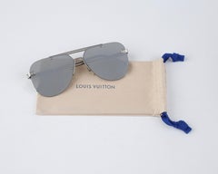LOUIS VUITTON S/S 2023 "Ash" Silber Metall LV verspiegelte Pilot Sonnenbrille Unisex