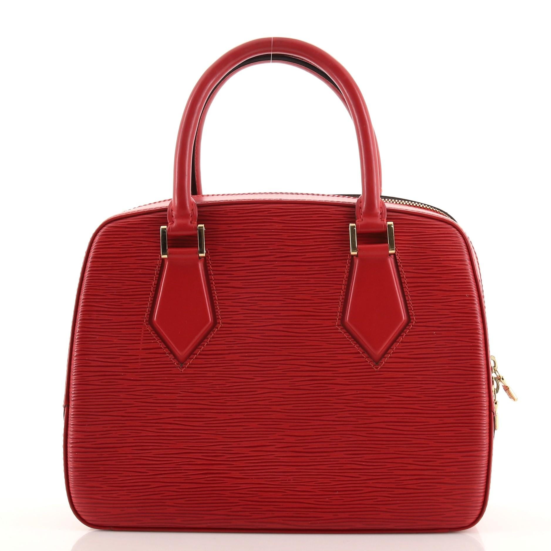 Red Louis Vuitton Sablons Handbag Epi Leather