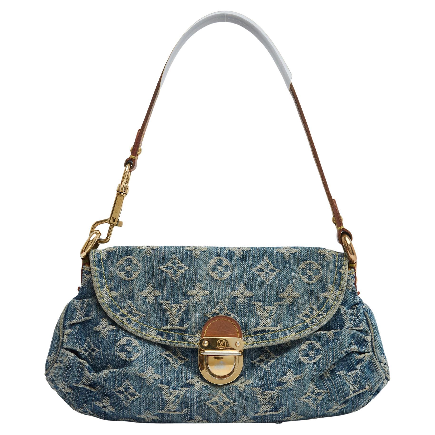 Louis Vuitton Sac epaule LV Pleaty 2005 Blue Denim Monogram Canvas Shoulder Bag