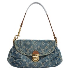 Louis Vuitton Sac epaule LV Pleaty 2005 Blue Denim Monogram Canvas Shoulder Bag Louis Vuitton Sac epaule LV Pleaty 2005 Blue Denim Monogram Canvas Shoulder Bag