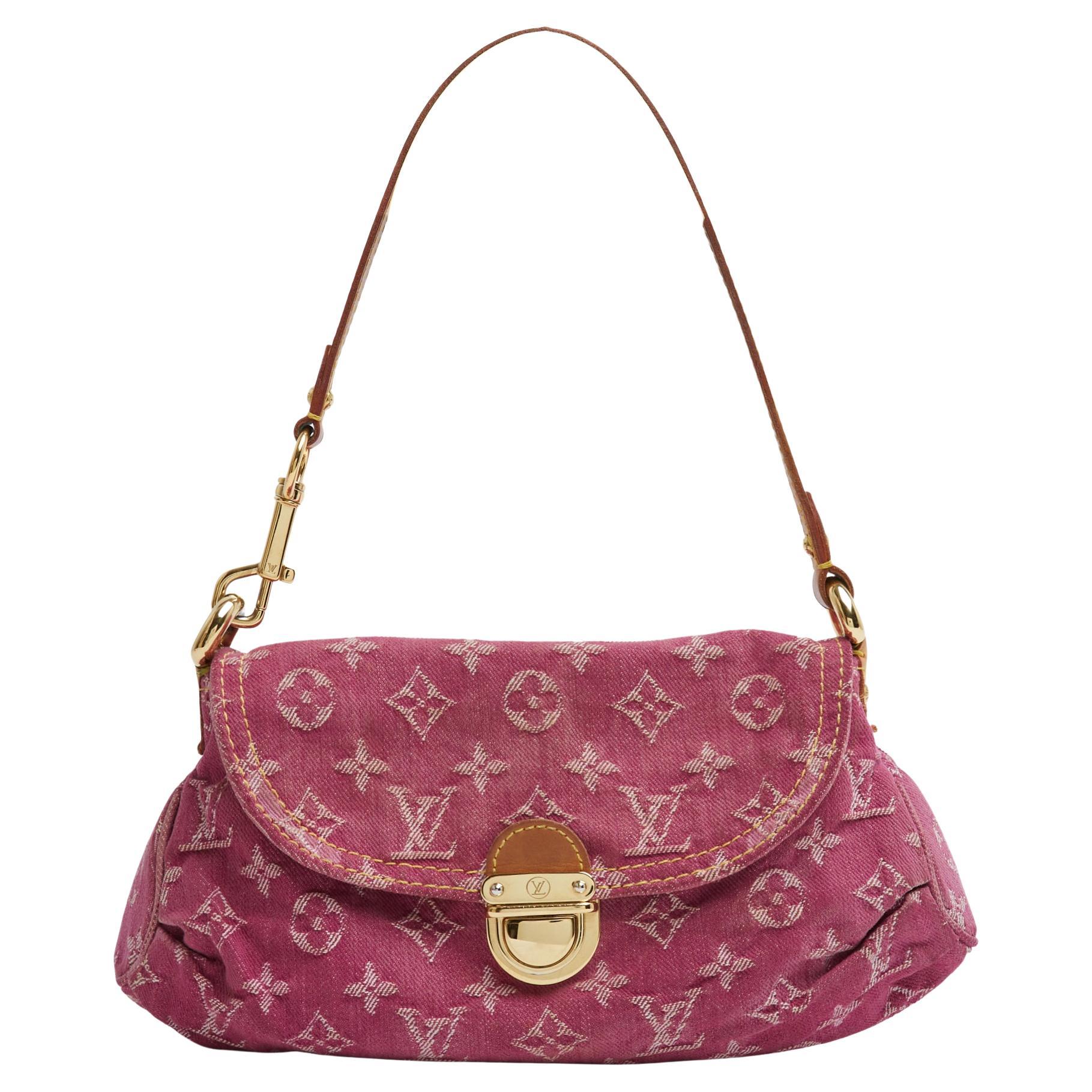 Louis Vuitton Sac epaule LV Pleaty 2005 Rosa Denim Monogram Canvas Umhängetasche