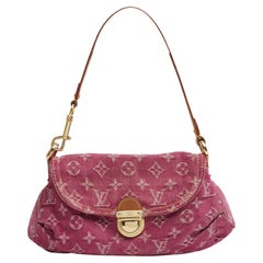 Louis Vuitton Sac epaule LV Pleaty 2005 Rosa Denim Monogram Canvas Umhängetasche