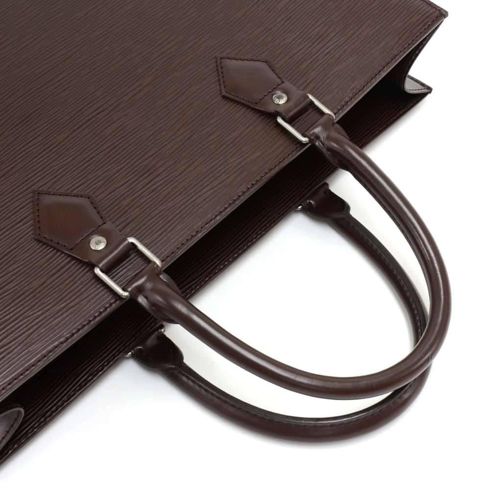 Louis Vuitton Sac Plat Brown Epi Leather Handbag Tote Silver Hardware For Sale 1