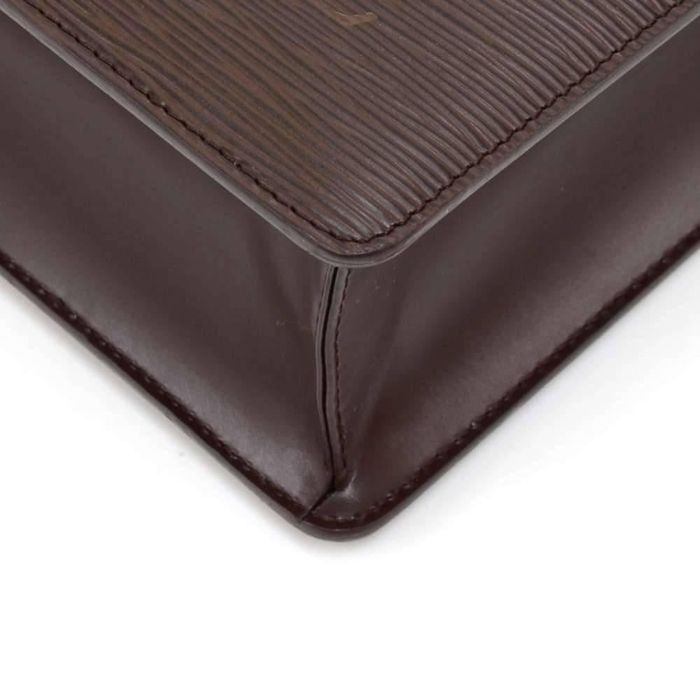 Louis Vuitton Sac Plat Brown Epi Leather Handbag Tote Silver Hardware For Sale 2