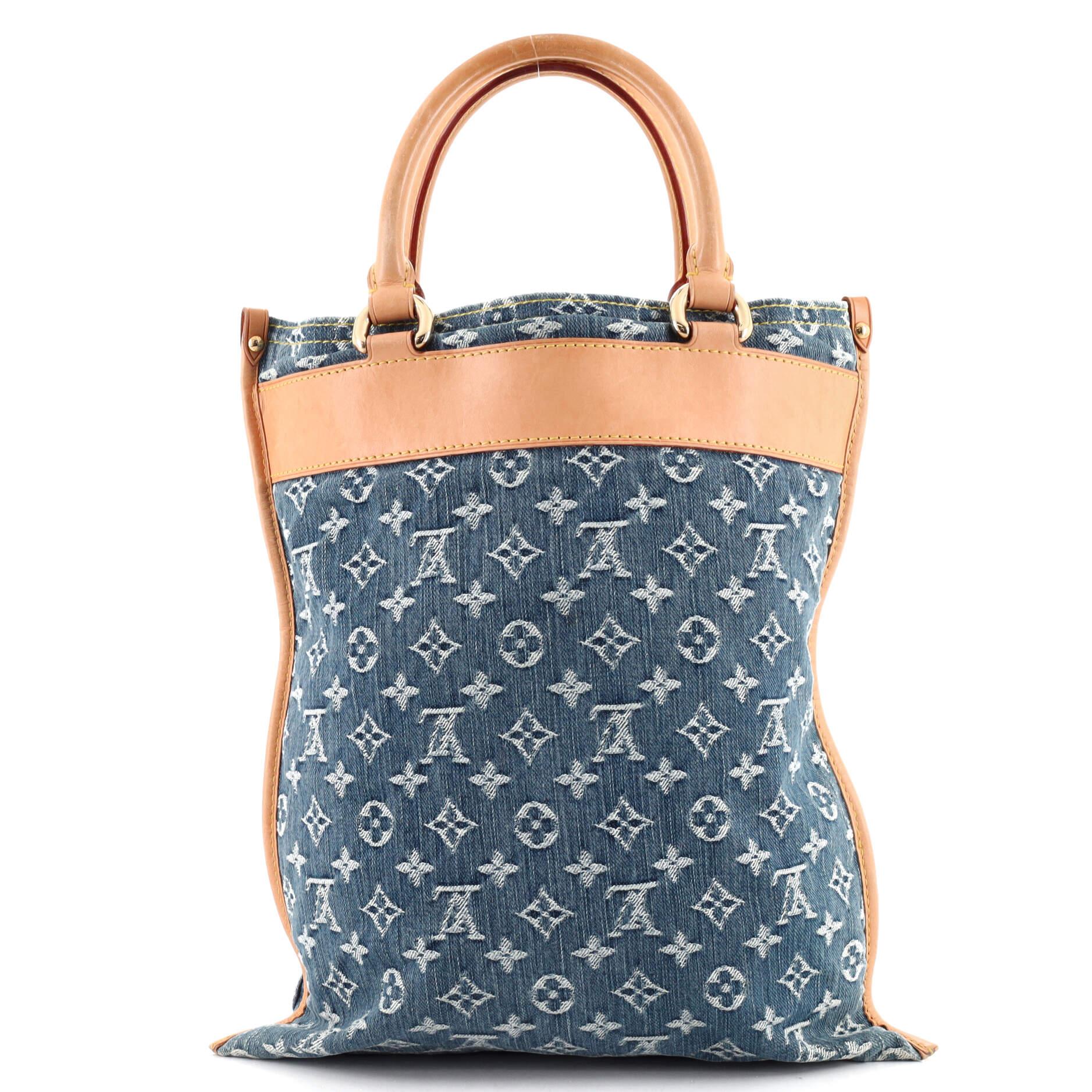 Gray Louis Vuitton Sac Plat Handbag Denim