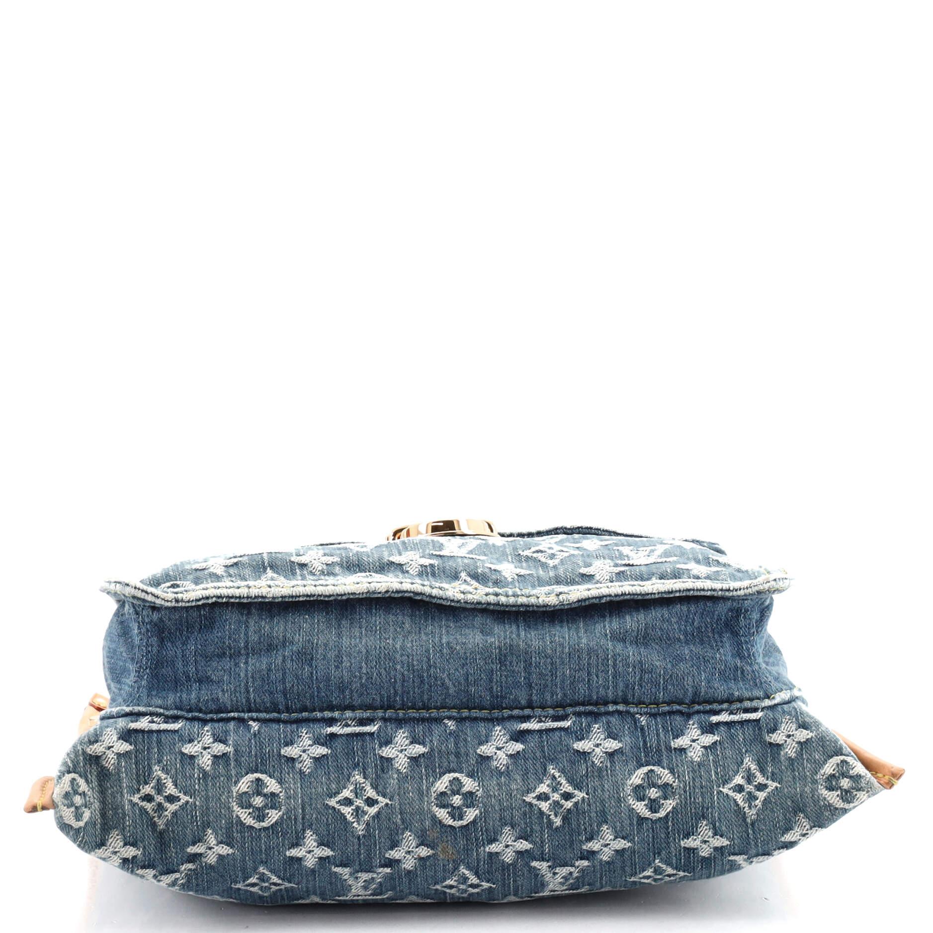 Louis Vuitton Sac Plat Handbag Denim In Good Condition In NY, NY