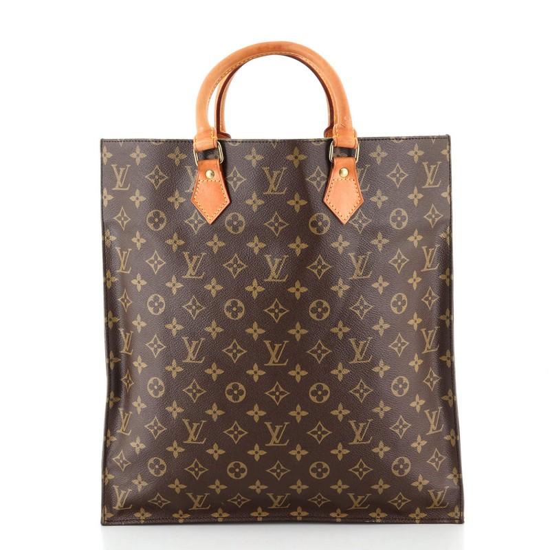 Brown Louis Vuitton Sac Plat Handbag Monogram Canvas GM