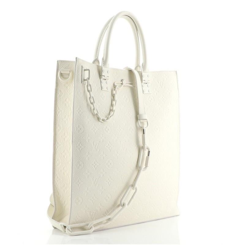 Beige Louis Vuitton Sac Plat Handbag Monogram Taurillon Leather