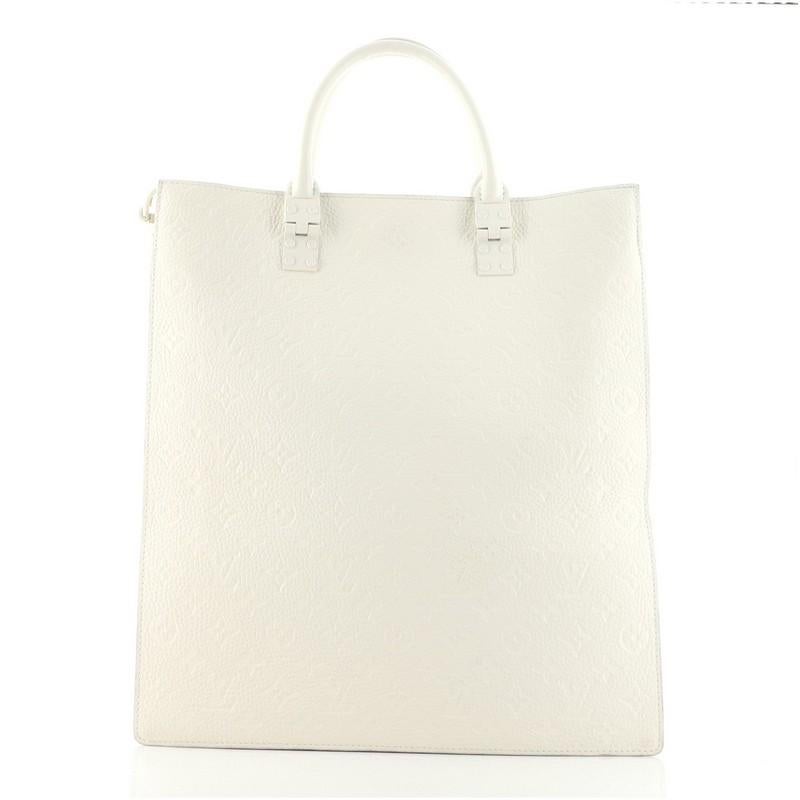 Beige Louis Vuitton Sac Plat Handbag Monogram Taurillon Leather