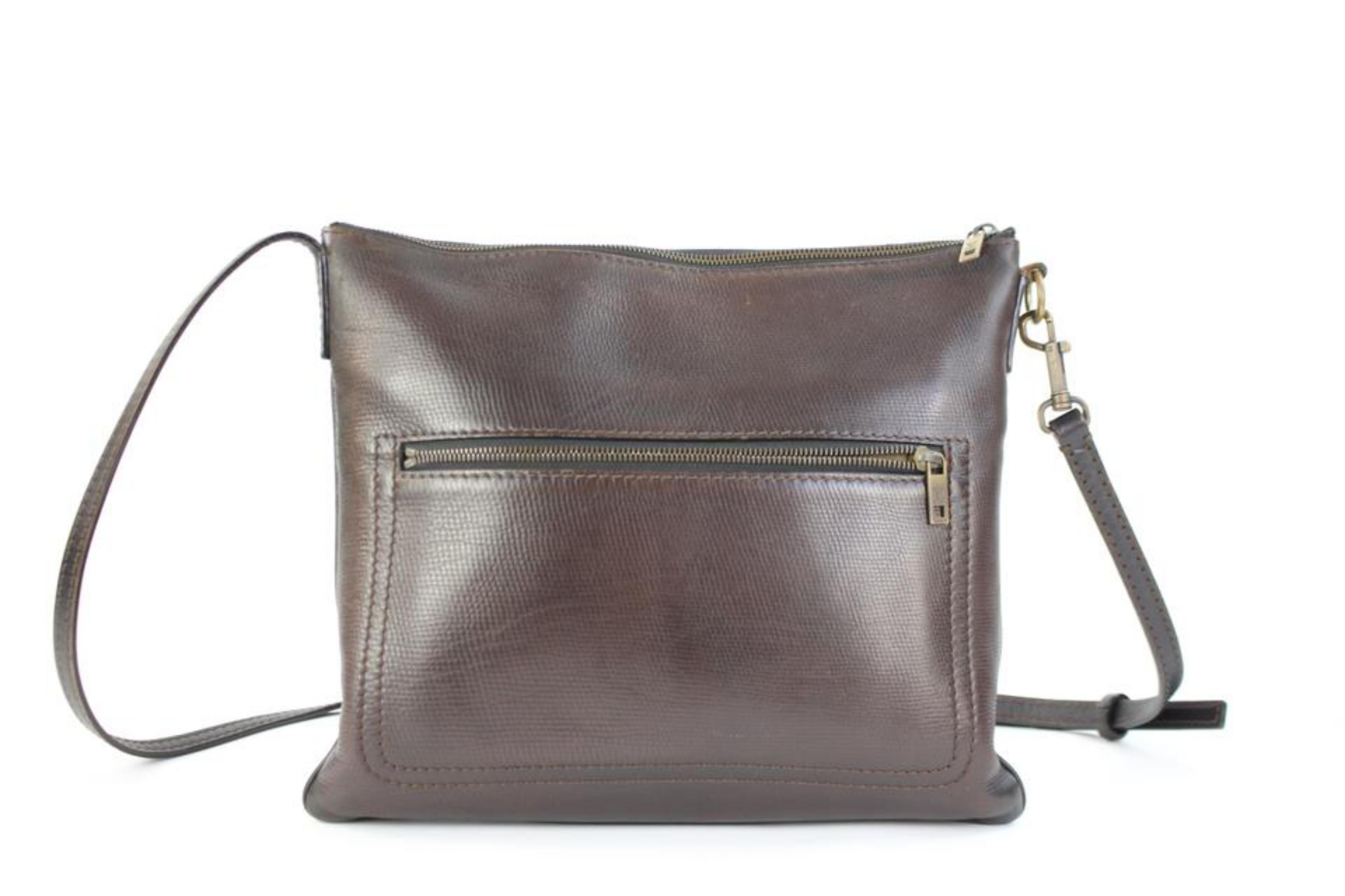 Louis Vuitton Sac Plat Utah Crossbody 216161 Brown Leather Messenger Bag For Sale 6