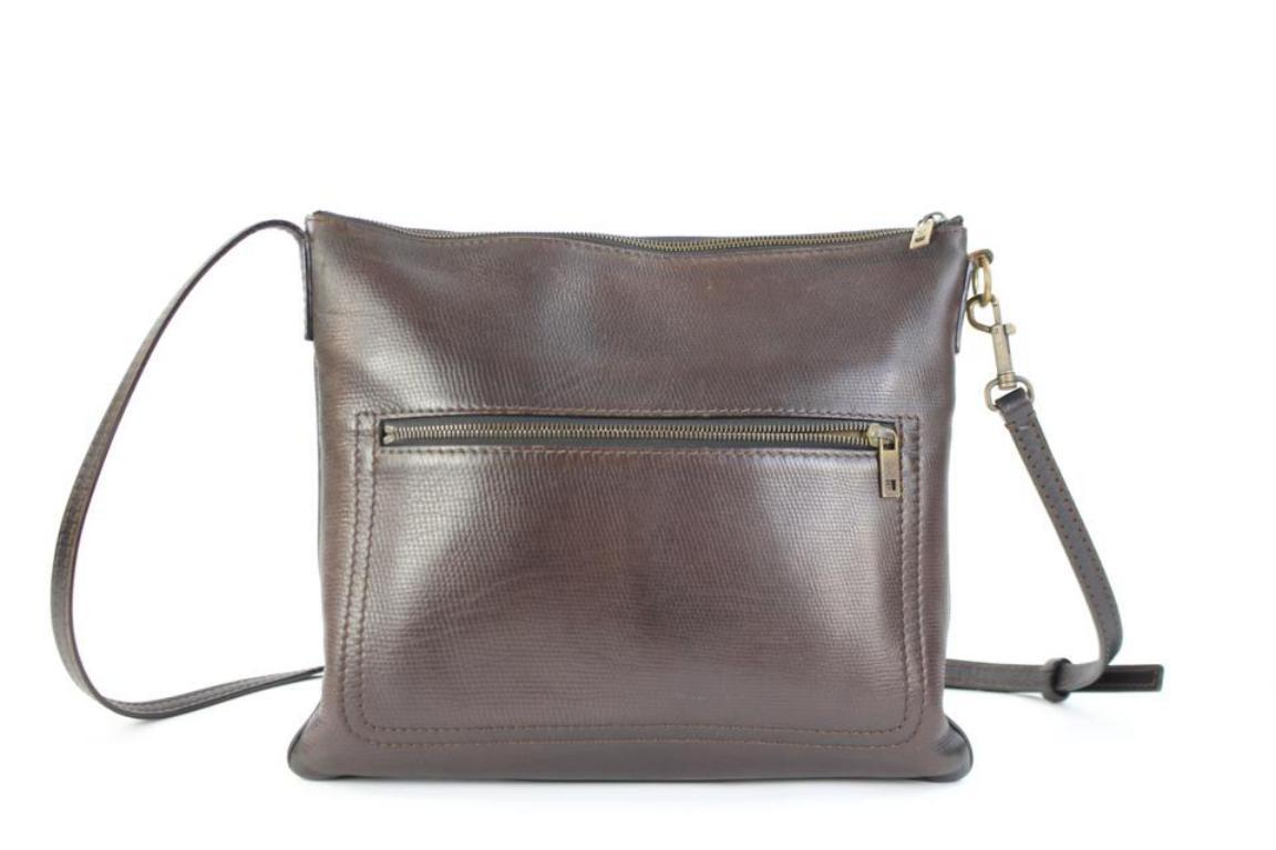 Louis Vuitton Sac Plat Utah Crossbody 216161 Brown Leather Messenger Bag In Fair Condition For Sale In Forest Hills, NY