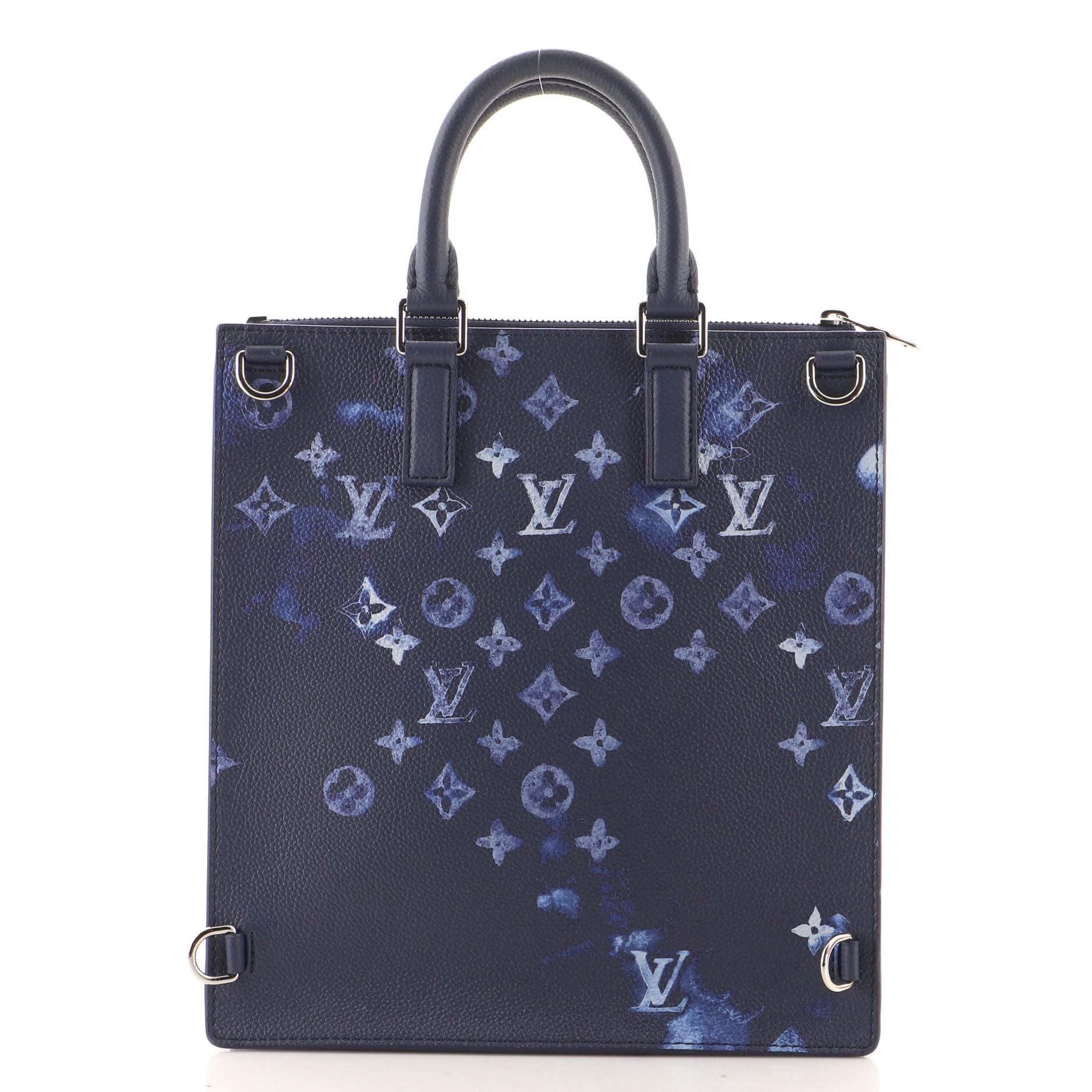 Black Louis Vuitton Sac Plat Zippe Bag Limited Edition Monogram Ink Watercolor Leather