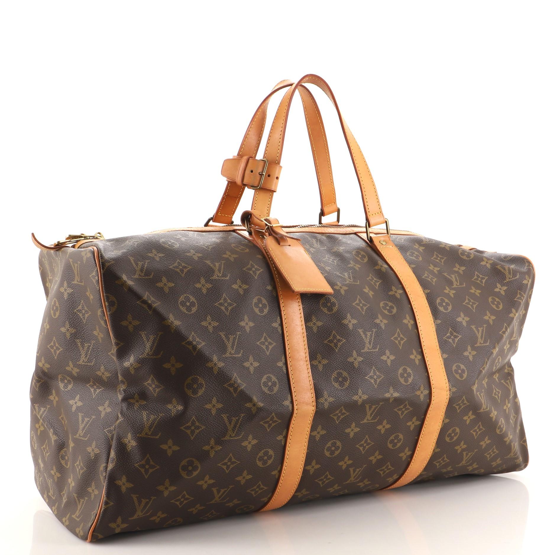 Louis+Vuitton+Sac+Souple+Duffle+55+Brown+Canvas%2CLeather+Monogram for sale  online