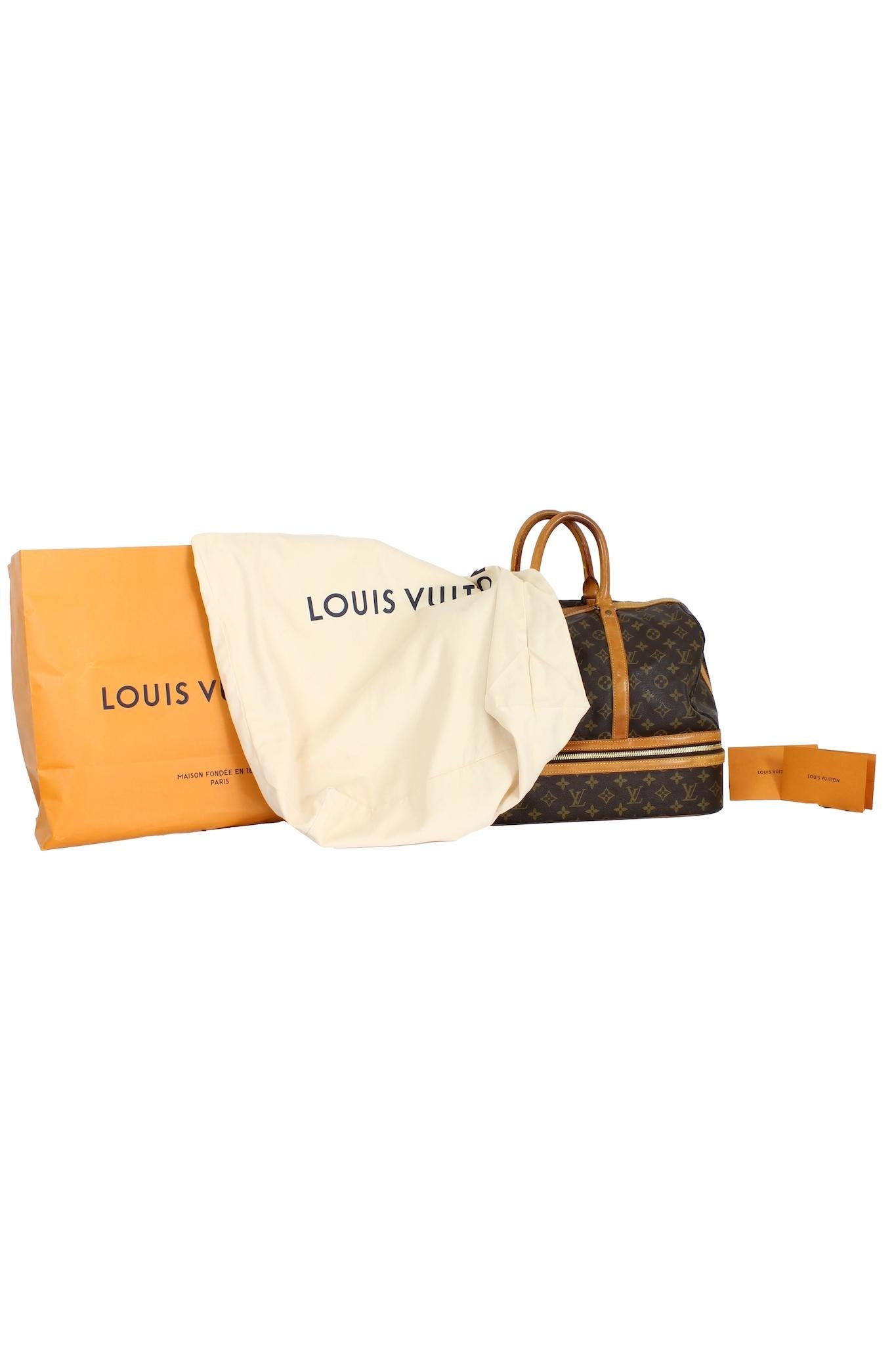 This Louis Vuitton Sac Sport Luggage Bag Monogram Vintage 1980s piece is a beautiful and timeless addition to any luxury travel collection. Original keys and lock. Made from a chic, brown monogram canvas, this piece evokes the feeling of