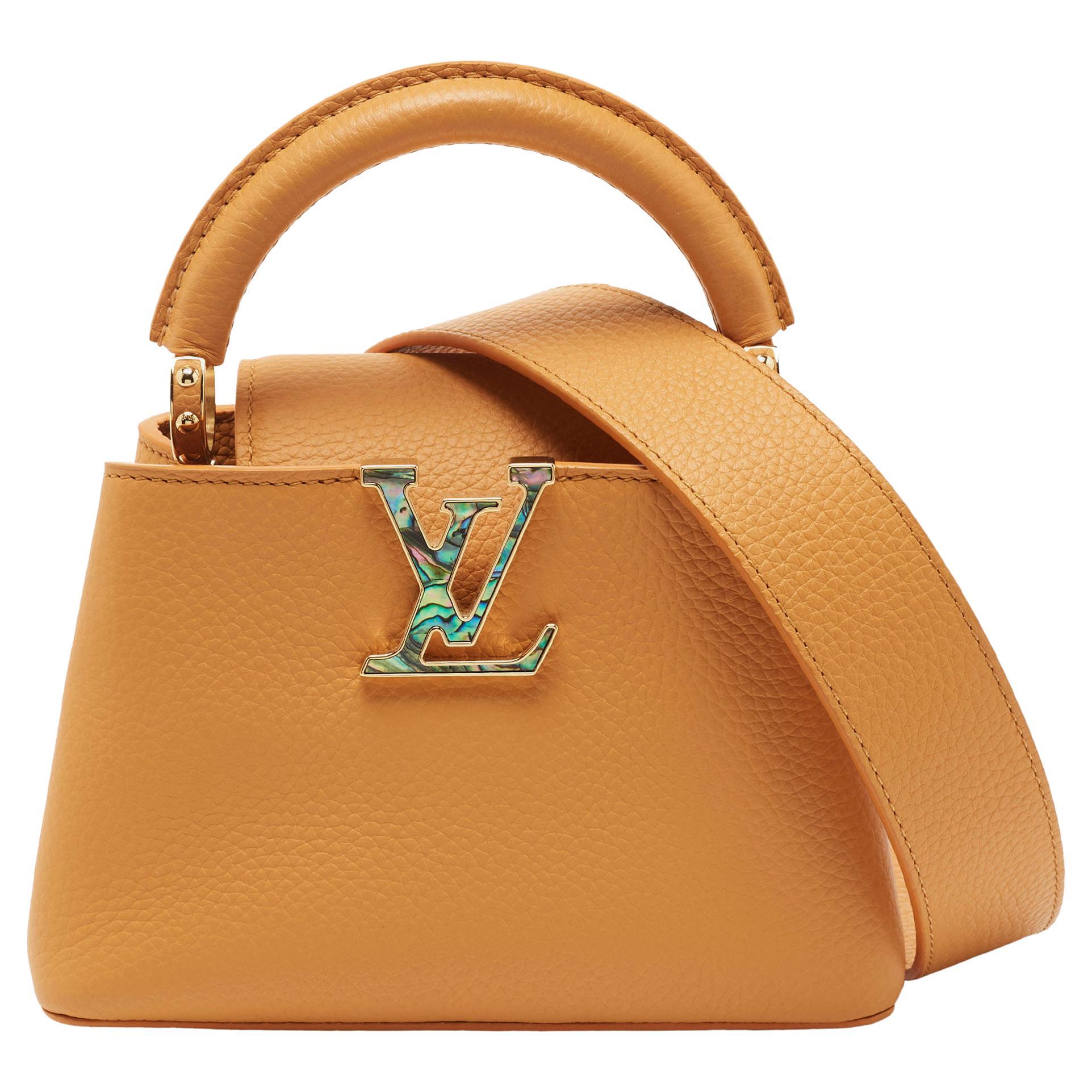Louis Vuitton W PM Monogram Cuir Orfevre Tote Bag Safran