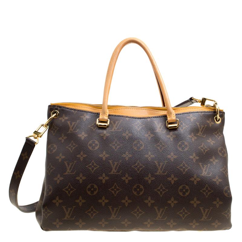 Louis Vuitton's handbags are popular owing to their high style and functionality. This Pallas bag, like all the other handbags, is durable and stylish. Crafted from their signature Monogram canvas, the bag comes with a detachable charm of flowers,