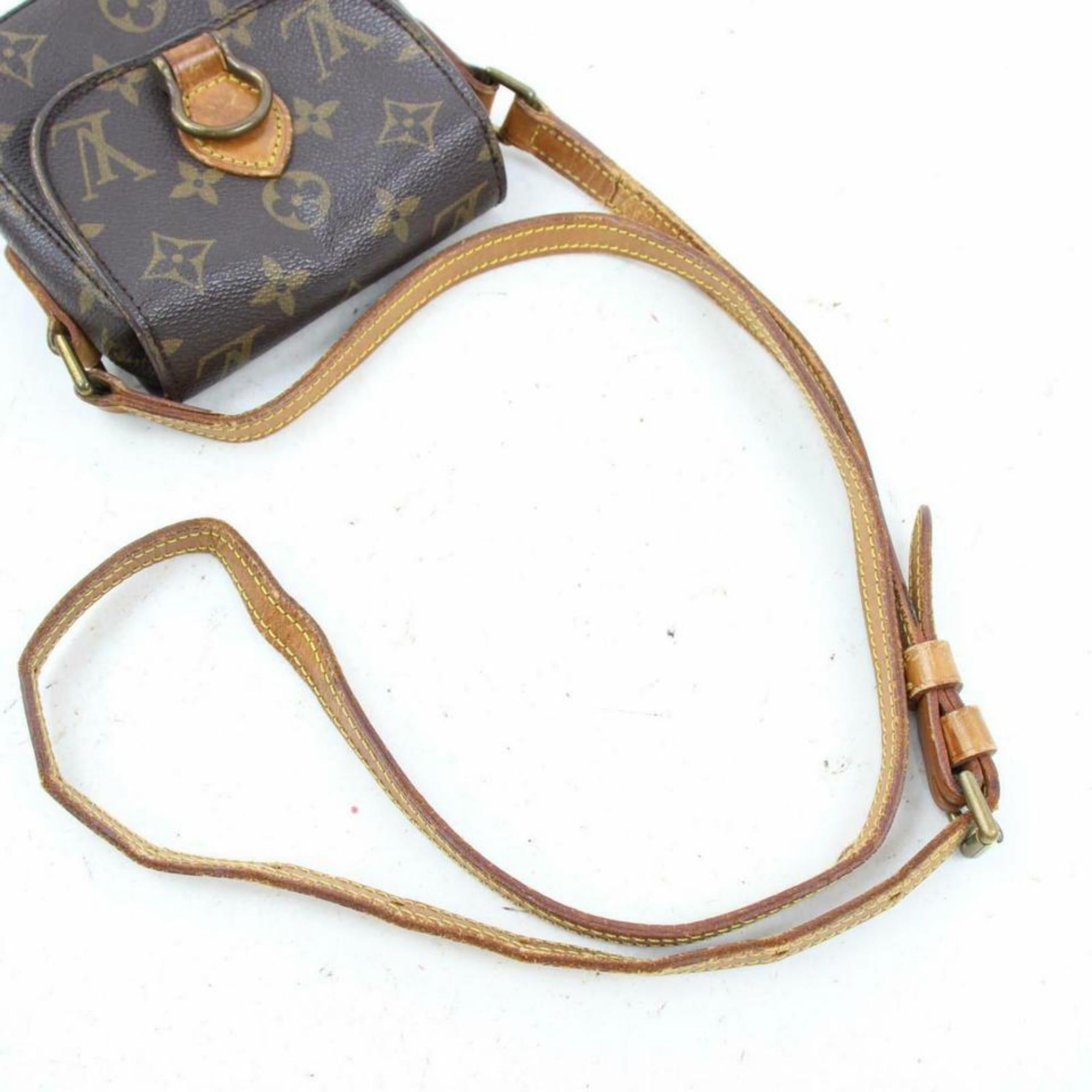 Louis Vuitton Saint Cloud (Ultra Rare)  Pm 870306 Brown Canvas Cross Body Bag In Fair Condition For Sale In Forest Hills, NY