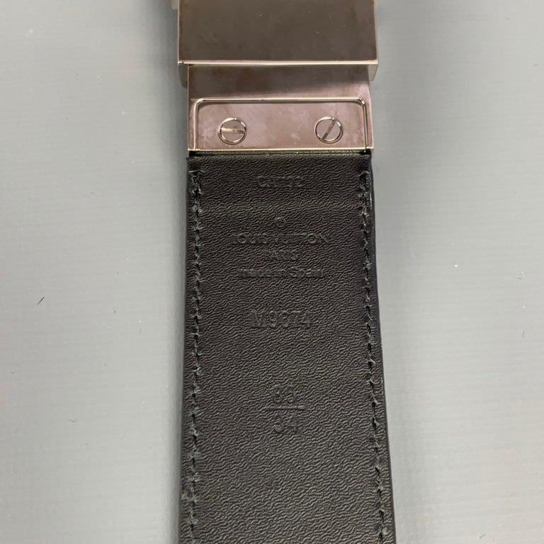 LOUIS VUITTON Saint-Cyr-Boston Size 34 Black Damier Leather Belt For Sale 1
