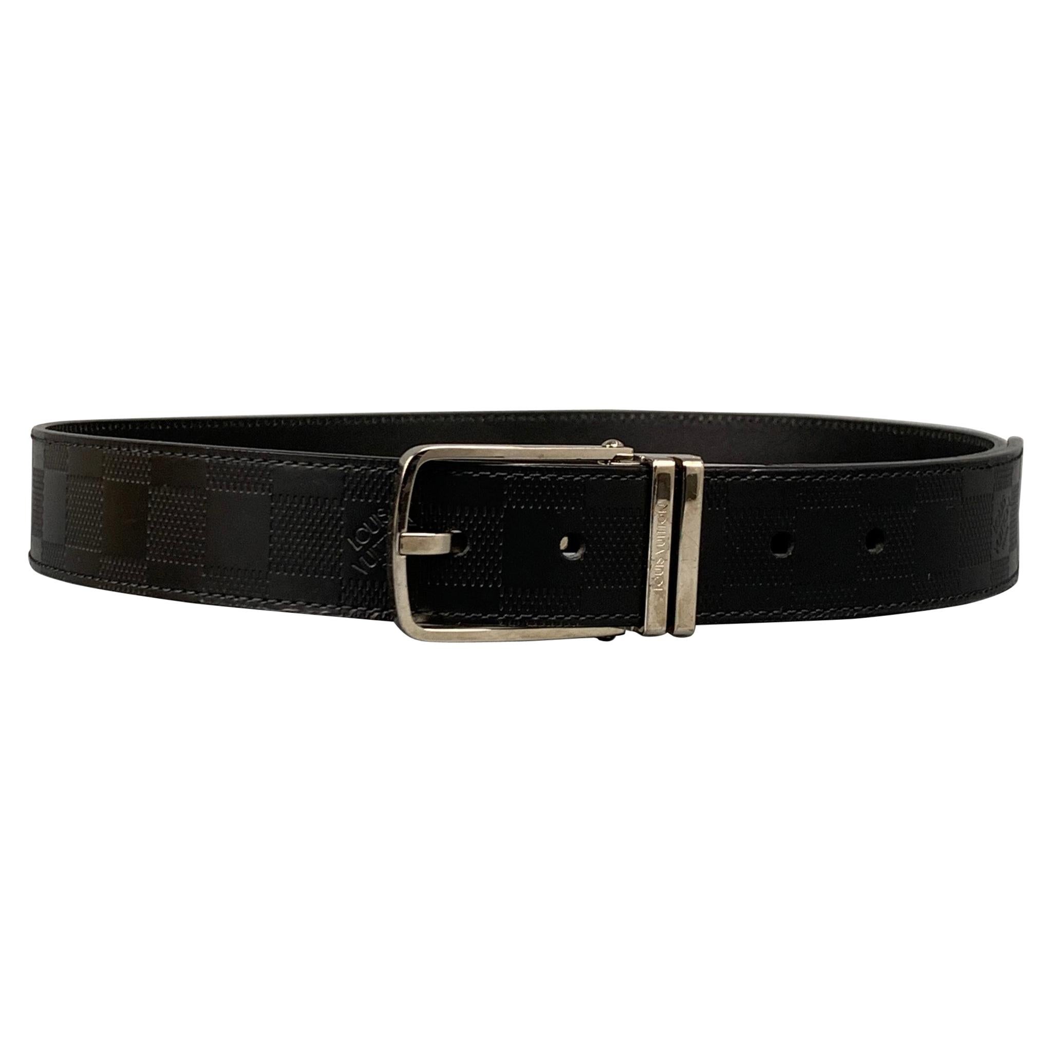 LOUIS VUITTON Saint-Cyr-Boston Size 34 Black Damier Leather Belt