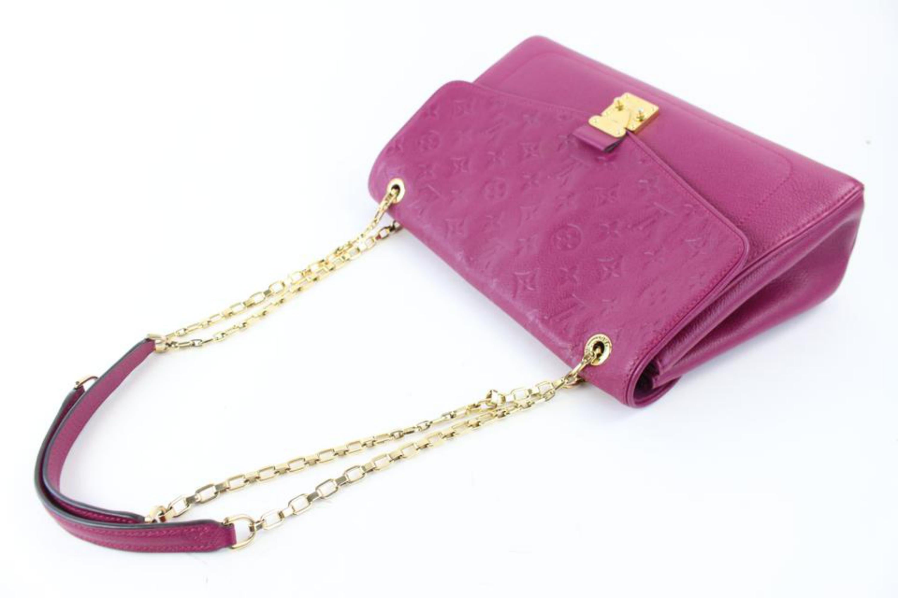 Louis Vuitton Saint Germain 07lz0720 Fuchsia Empreinte Leather Cross Body Bag In Excellent Condition For Sale In Forest Hills, NY