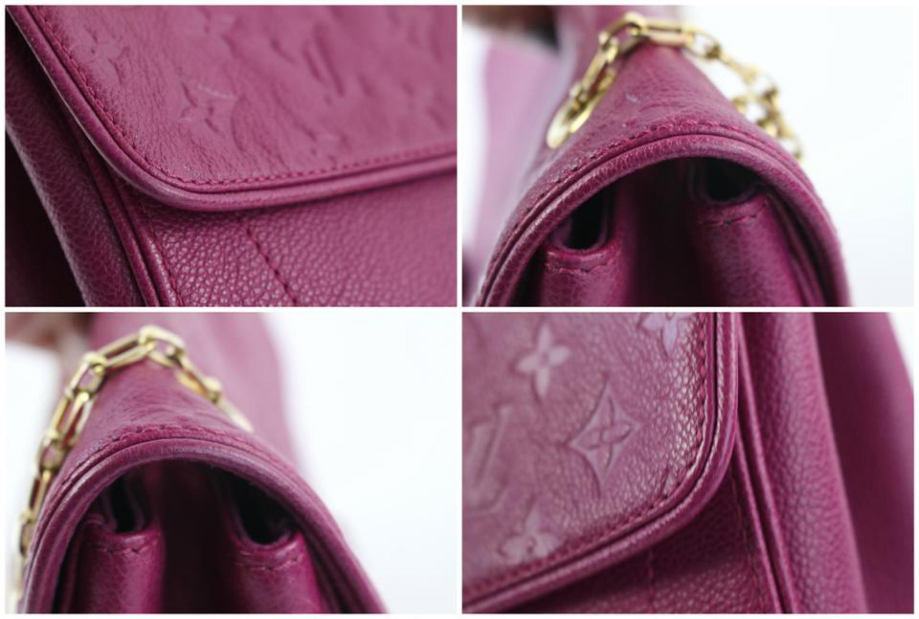 Louis Vuitton Saint Germain 07lz0720 Fuchsia Empreinte Leather Cross Body Bag For Sale 2
