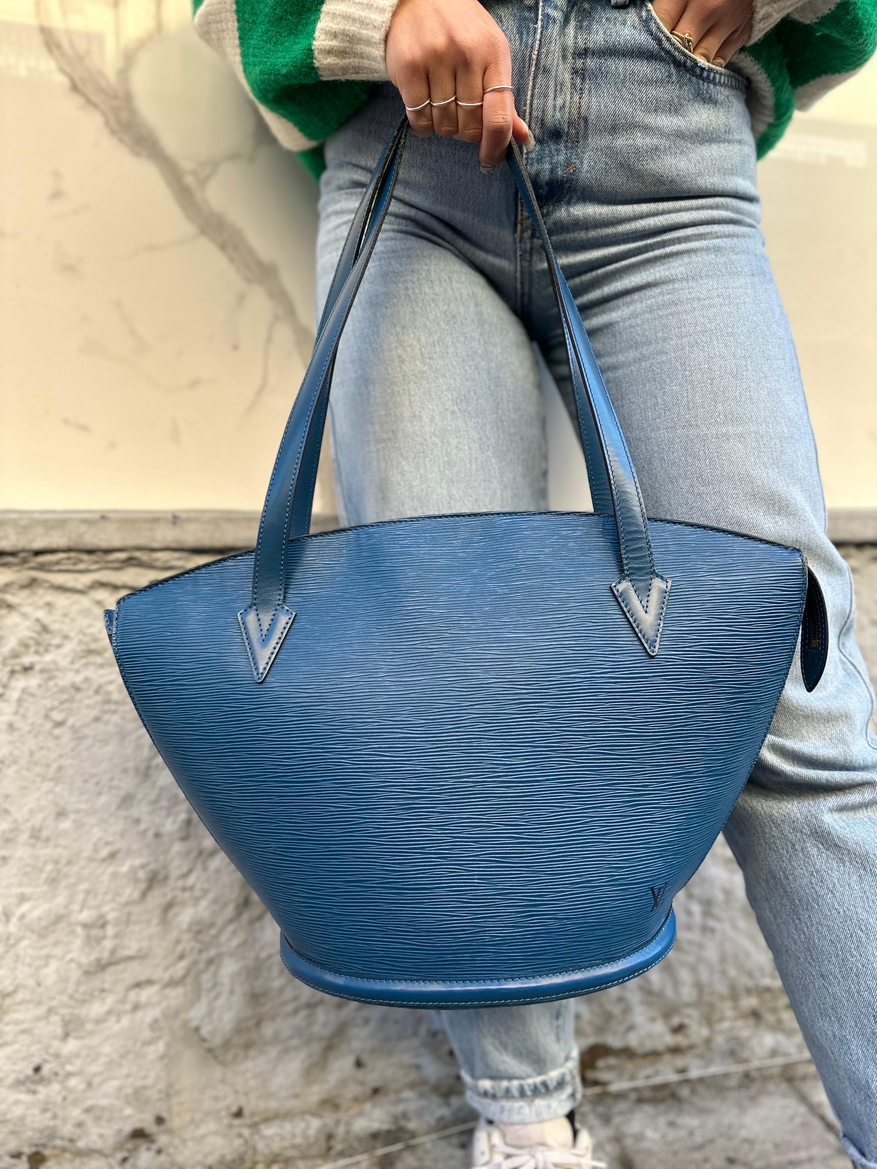 Louis Vuitton Saint Jacques GM Epi Blu Top Handle Bag For Sale 7