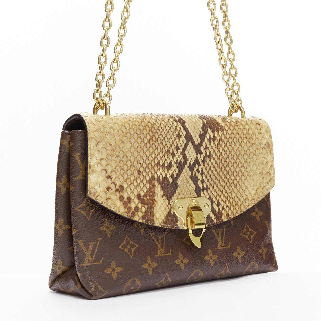 Brown LOUIS VUITTON Saint Placide brown monogram scaled leather flap bag For Sale
