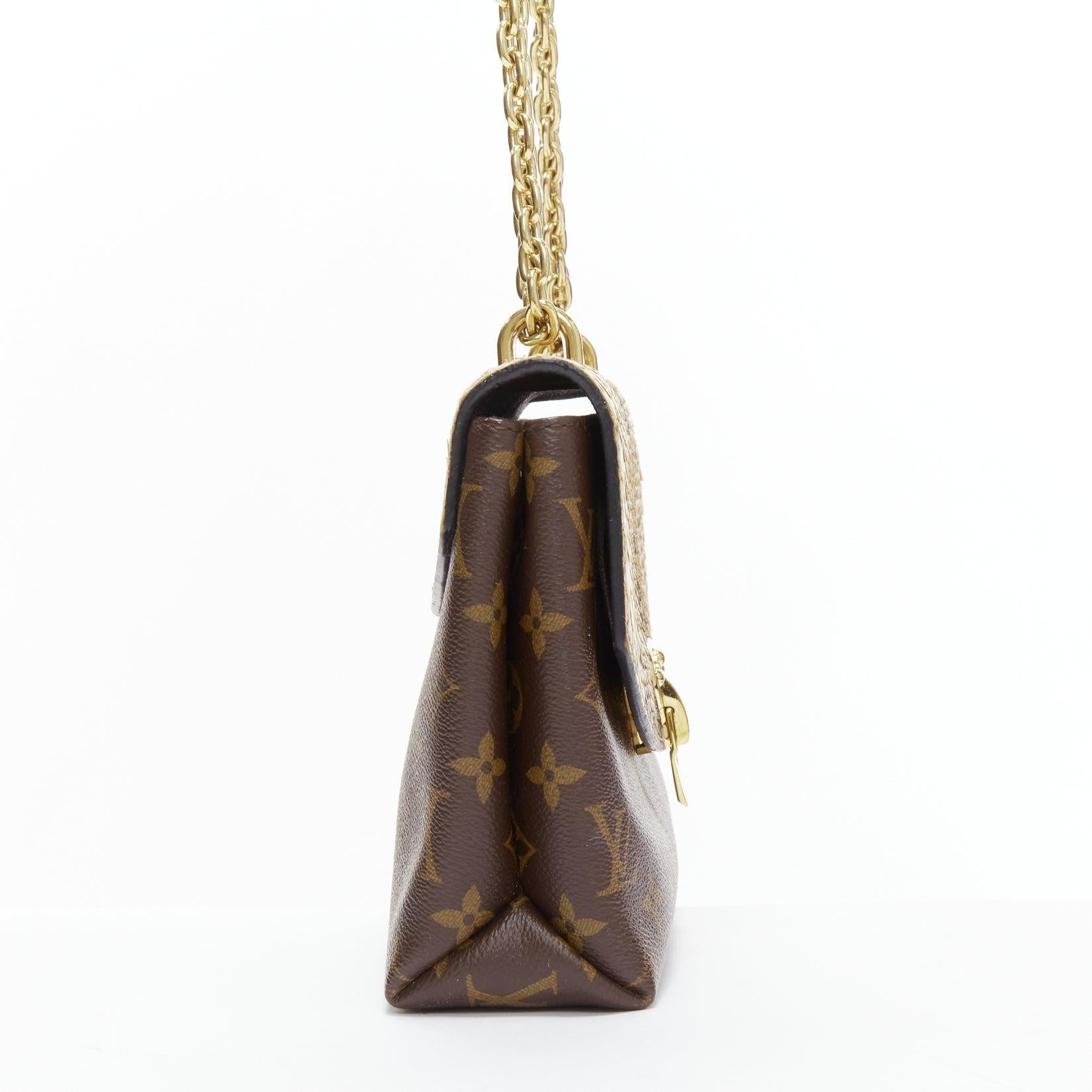 LOUIS VUITTON Saint Placide brown monogram scaled leather flap bag In Good Condition For Sale In Hong Kong, NT
