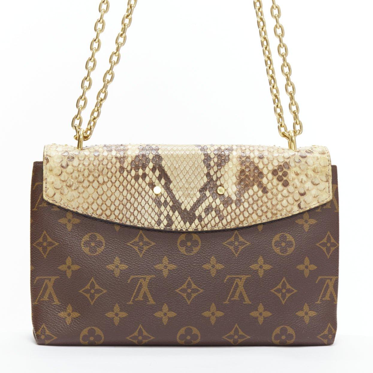 Women's LOUIS VUITTON Saint Placide brown monogram scaled leather flap bag For Sale