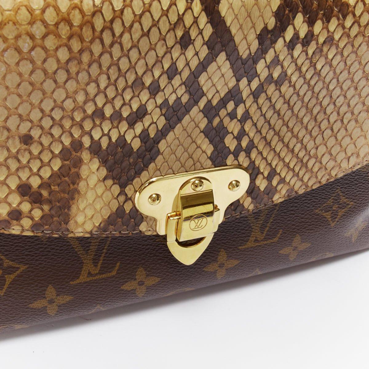 LOUIS VUITTON Saint Placide brown monogram scaled leather flap bag For Sale 2