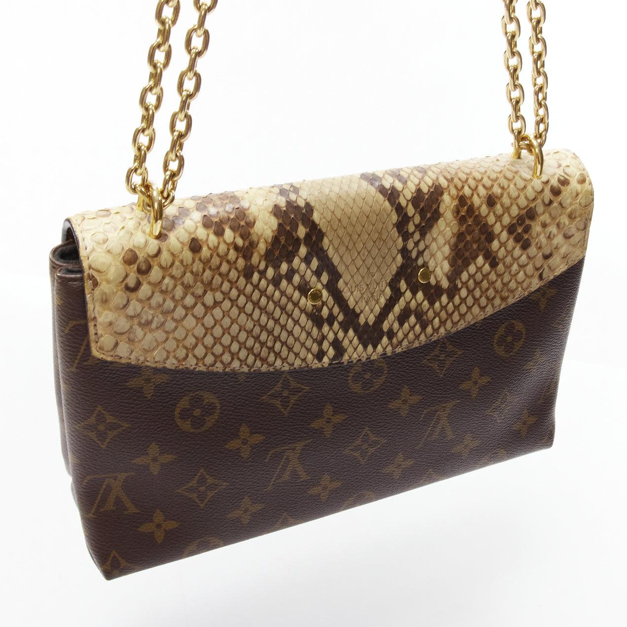LOUIS VUITTON Saint Placide brown monogram scaled leather flap bag For Sale 3