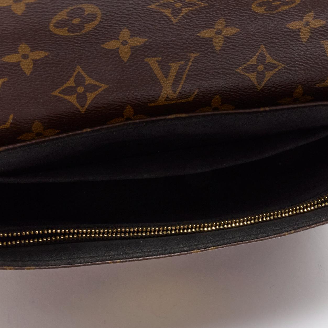 LOUIS VUITTON Saint Placide brown monogram scaled leather flap bag For Sale 4