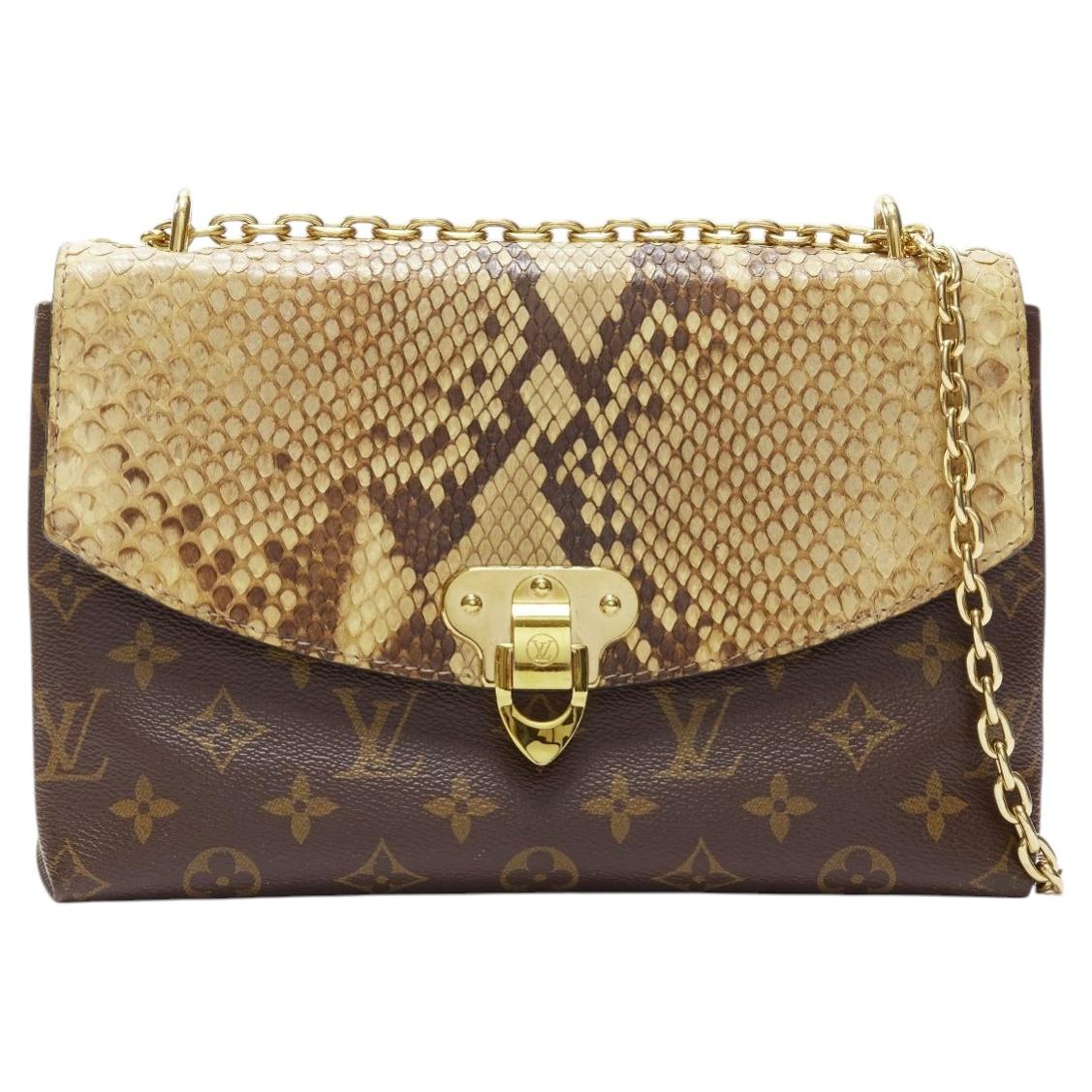 LOUIS VUITTON Saint Placide brown monogram scaled leather flap bag For Sale