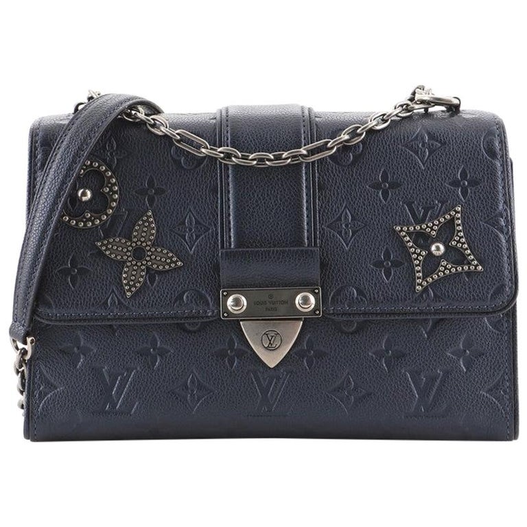 Louis Vuitton Saint Sulpice Handbag Pins Monogram Empreinte Leather PM Blue