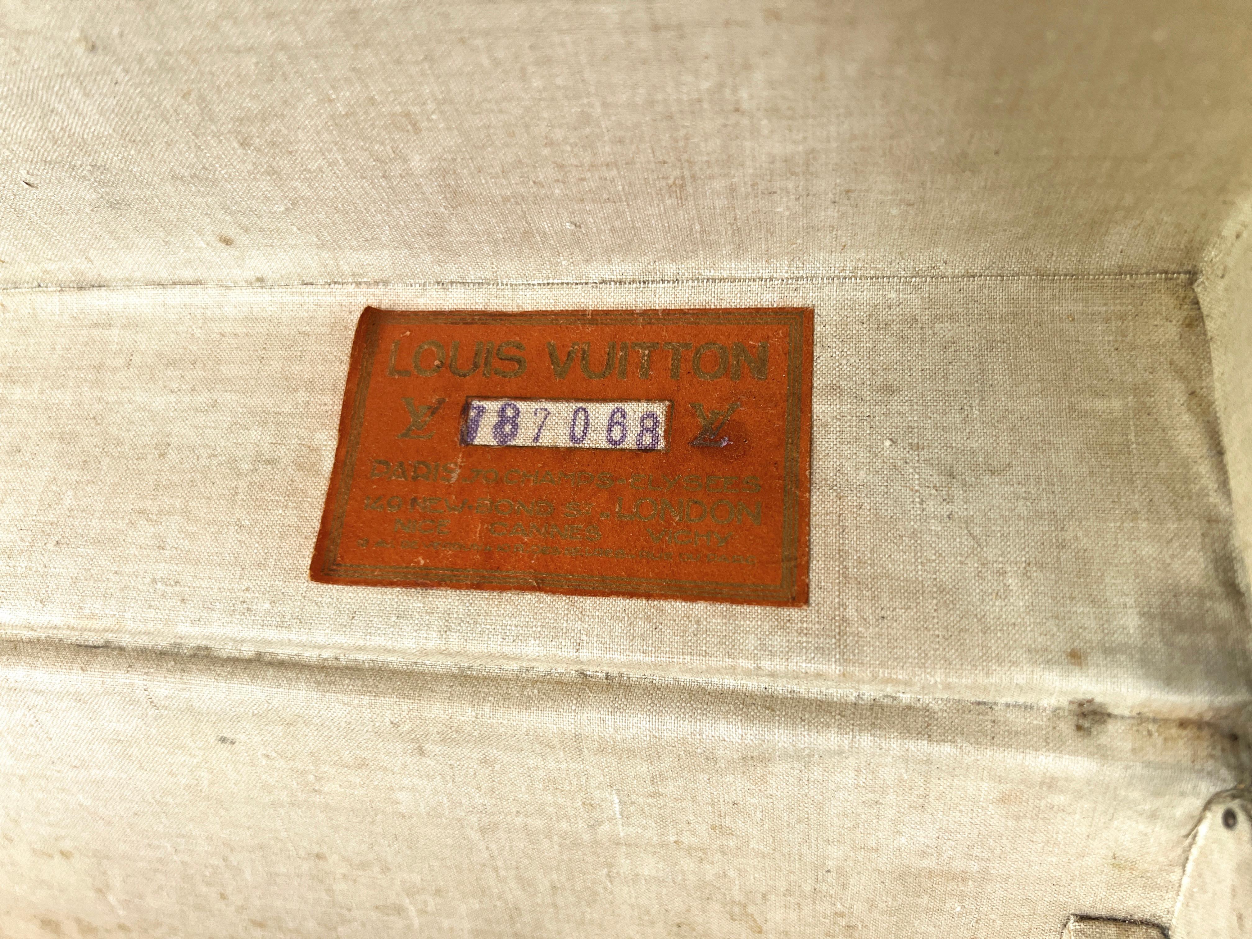 Brass Louis Vuitton Saks & Company Braken 50-Style Suitcase or Cabin Trunk, 1940s